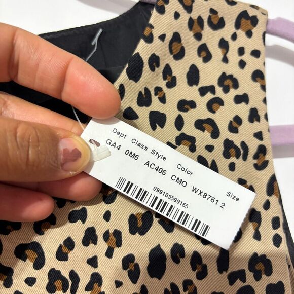 NWT J. Crew Womens Brown Black Leopard Print Belted Lined Sheath Dress Size 2 - Picture 5 of 7
